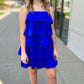 Time To Shine Satin Ruffle Dress - Blue