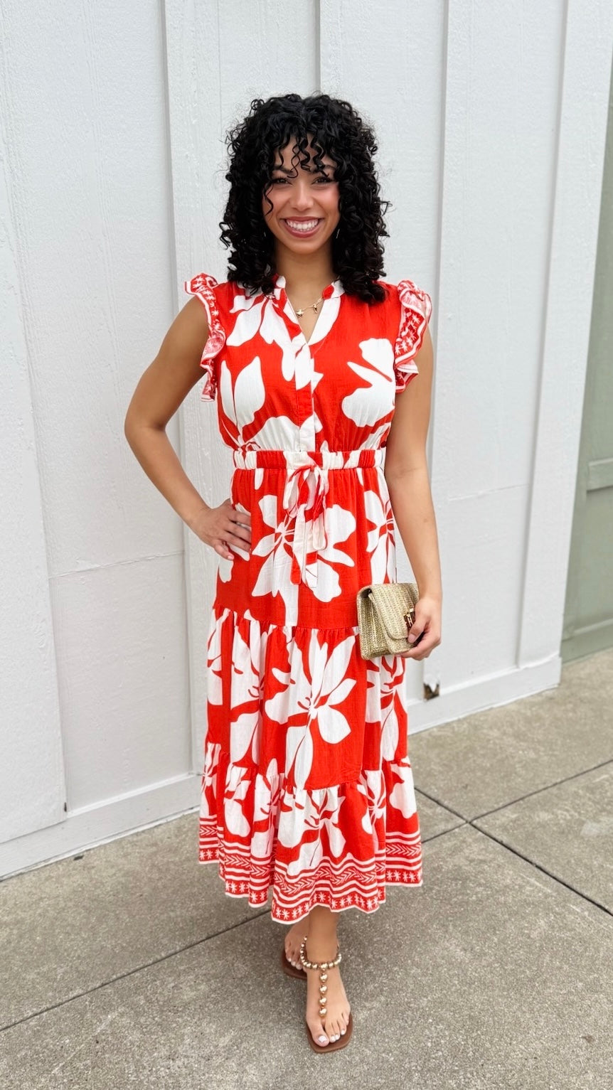 Saylor Tiered Dress - Orange