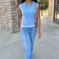 Elise Double Layered Knit Top - Light Blue