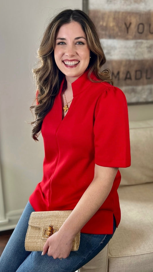 Carlyn Short Sleeve Top - Red