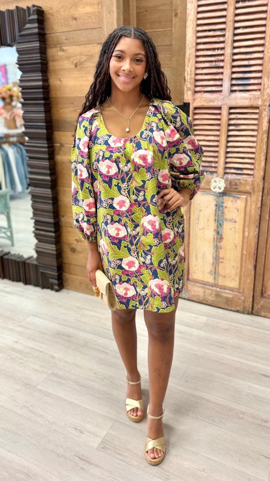 Uncle Frank Big Roses Dress - Navy