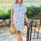 THML Eliza Button Up Shirt Dress - Blue & White Print