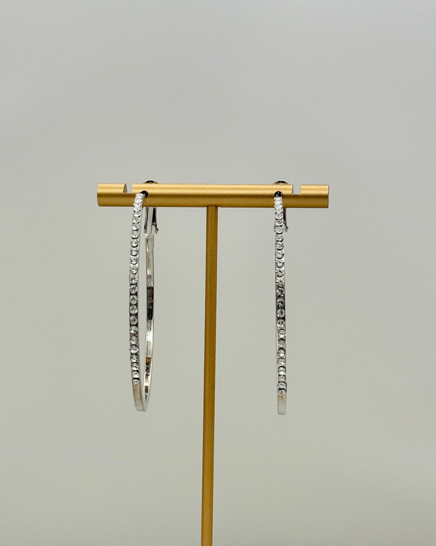 Large Silver Bling hoop Earrings