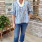 Melina Blue Trim Top