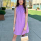 Ella Ruffle Neck Shift Dress - Lavender