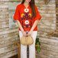 Lisa Floral Embroidered Top - Red
