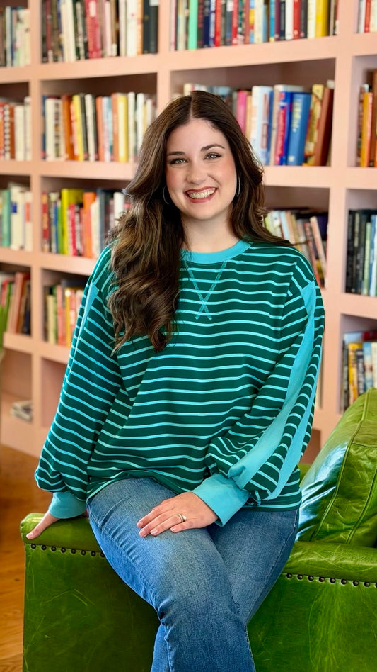 Brighton Pullover - Green & Aqua