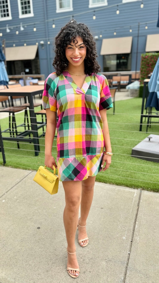 Uncle Frank Checked Shift Dress - Multi