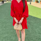 Vibrant Red Shirt Dress - Red