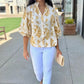 Daniella Button Up Blouse - Ivory & Mustard