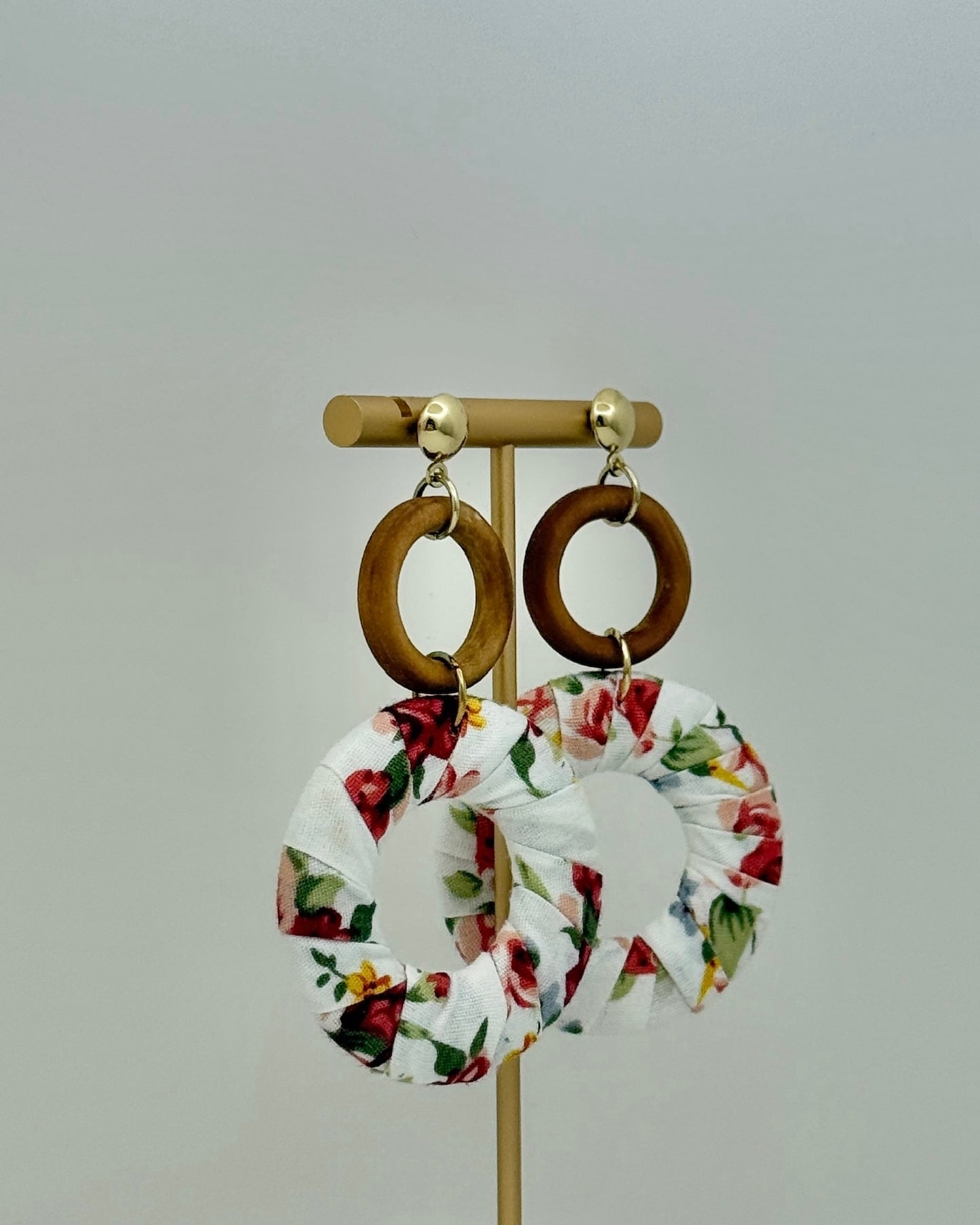 Fabric Wrapped Earrings - White
