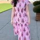 Ivy Jane Shirred Front Midi Dress - Pink Stripe