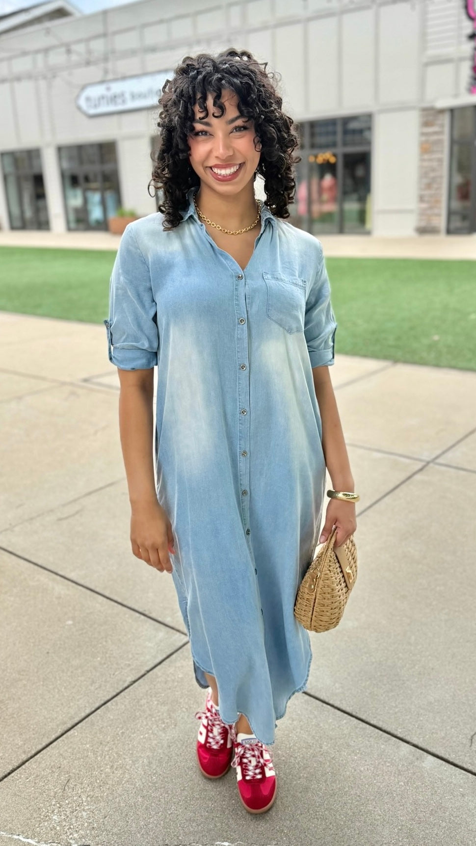 Janine Denim Midi Dress - Light