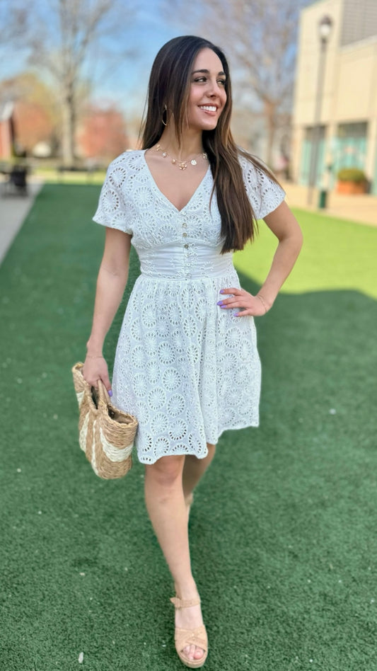 Fiora White Eyelet Dress