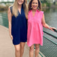 Lilian Ribbed Collard Dress - Pink