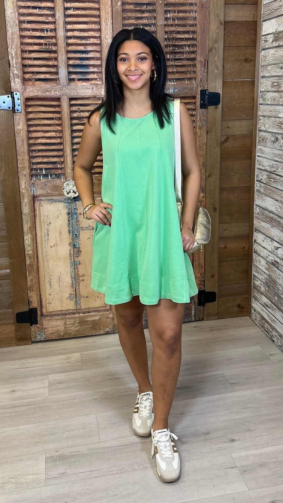 Kameron Sleeveless Dress - Apple Green