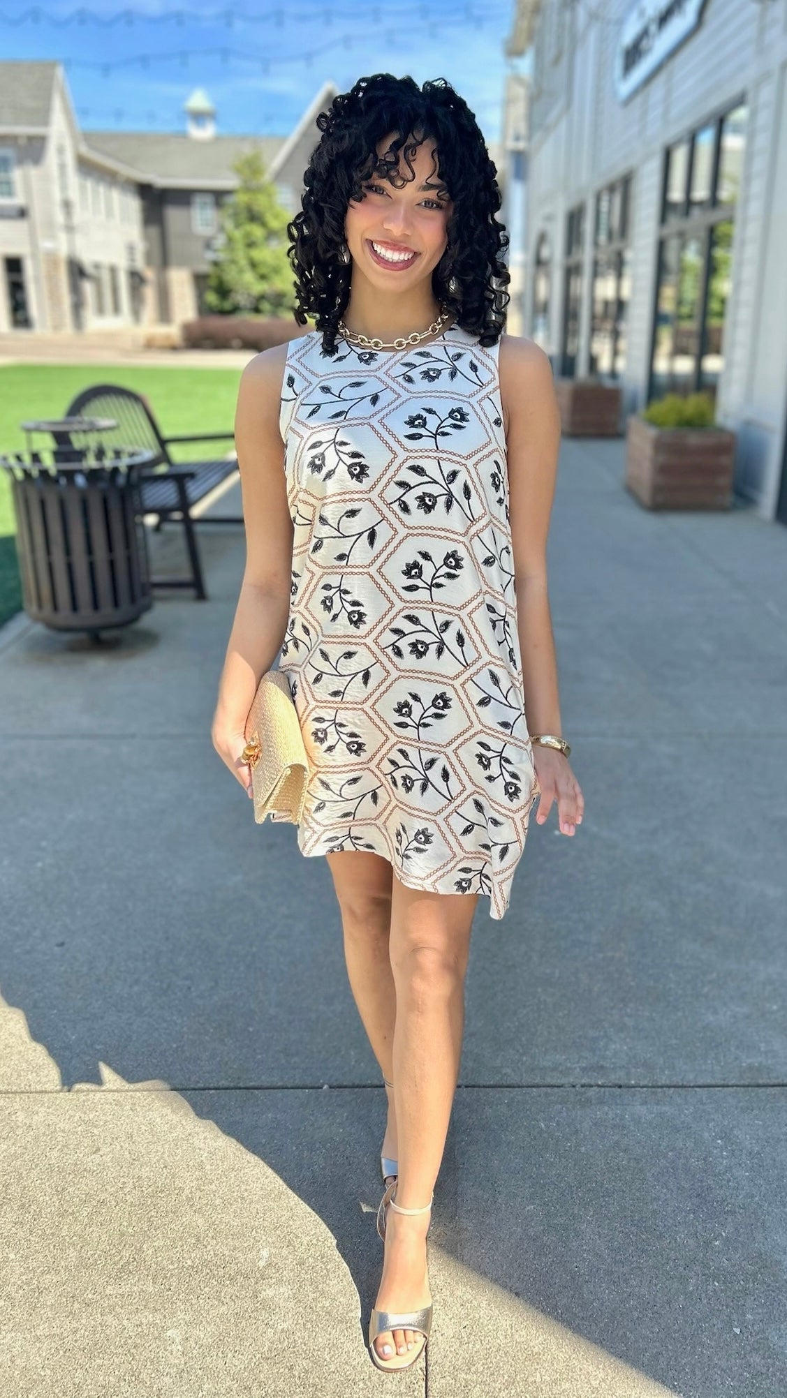 Jessie Floral Dress - Oat & Black