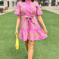 Uncle Frank Cross Stitched Dress - Pink