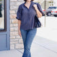 Julia Rhinestone Studded Top - Charcoal