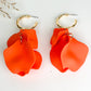 Color Coated Petal Earrings - Orange