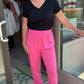 Bobi Shirred Jogger Pant - Pink