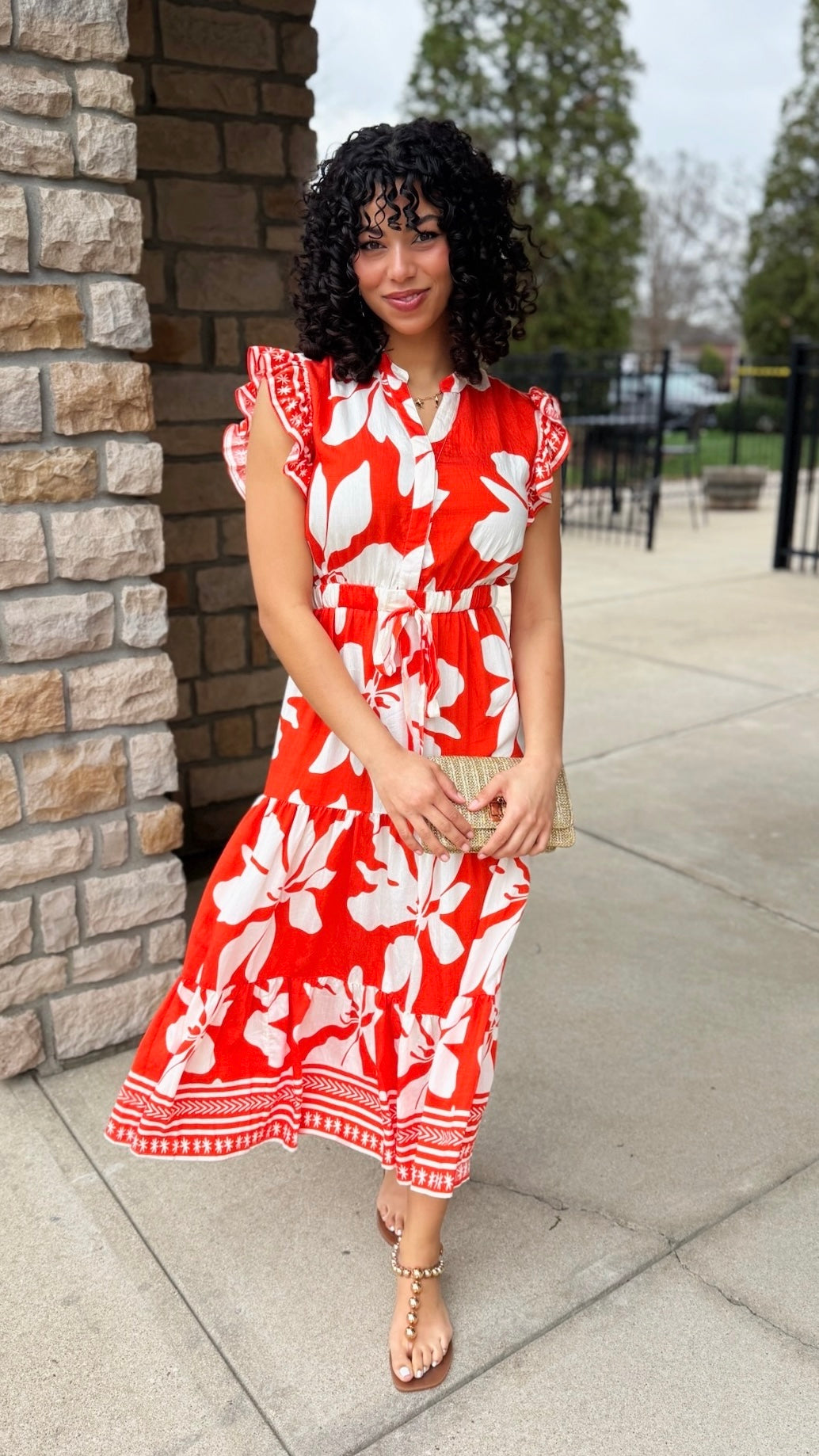 Saylor Tiered Dress - Orange