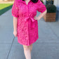 Jade Pink Placket Lace Shirt Dress