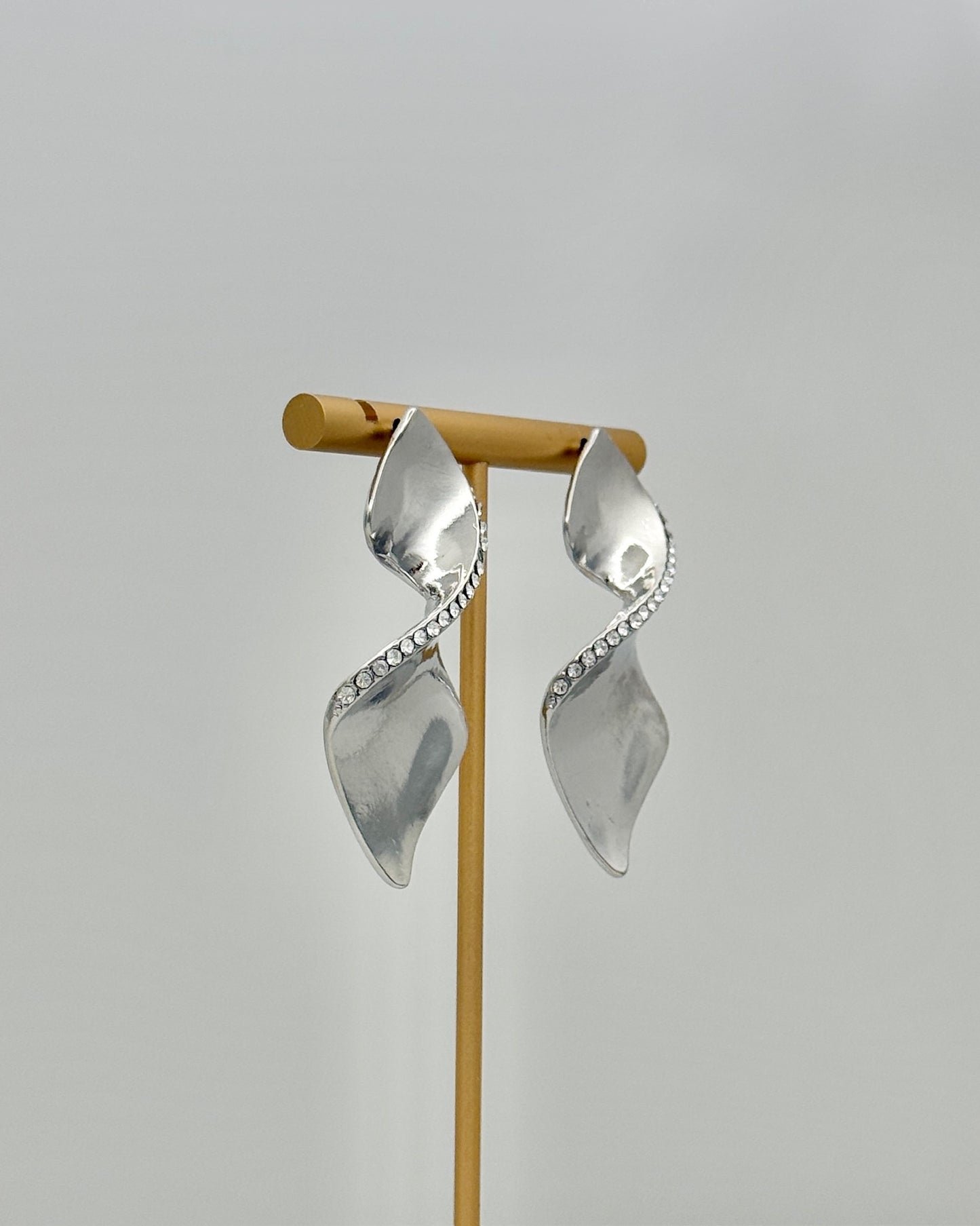 Silver and Crystal Swirl Earrings