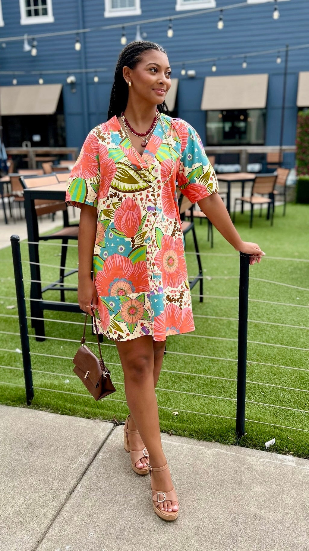 Uncle Frank Bold Floral Shift Dress - Coral