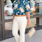 Emily Ruffle Floral Blouse - Teal