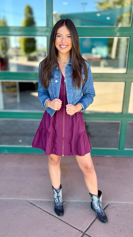 Zip Mini Dress - Plum