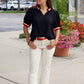 Andrea Black V Neck Top