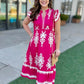 Ruffle Sleeve Midi Dress - Fuchsia