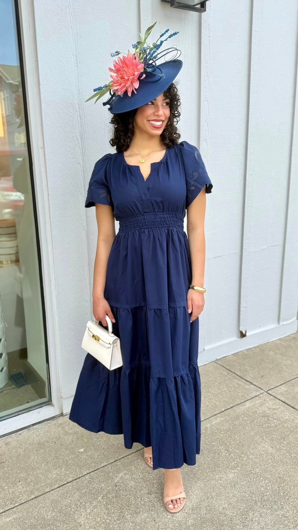 Nora Cinch Waist Dress - Navy