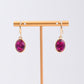 Fuchsia Oval Crystal Earrings