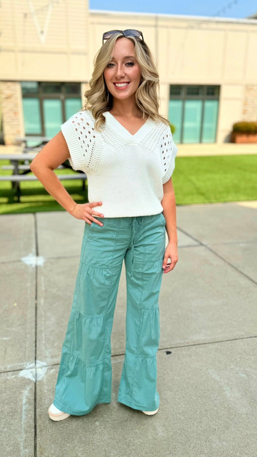 Wearables Terraced Wide Leg Pant - Teal