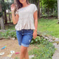 TIERED SMOCKED TOP - TAUPE