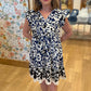 Sophia Abstract Floral Dress - Blue
