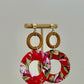 Fabric Wrapped Earrings - Red