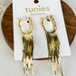Fringe Rhinestone Dangle Earrings - Gold