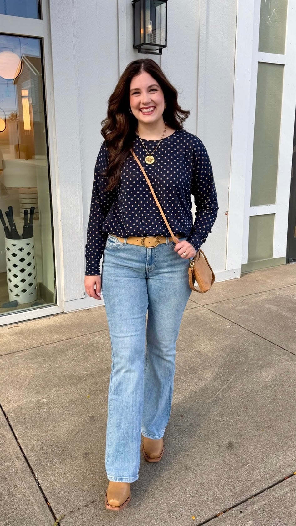 Gracie Polka Dot Bubble Top - Navy