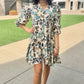 Laura Dress - Ecru/Navy