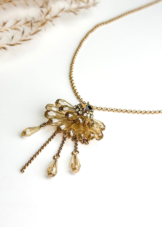 Bronze Floral Chandelier Necklace