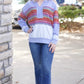 Crochet Mix Collared Sweater - Washed Blue