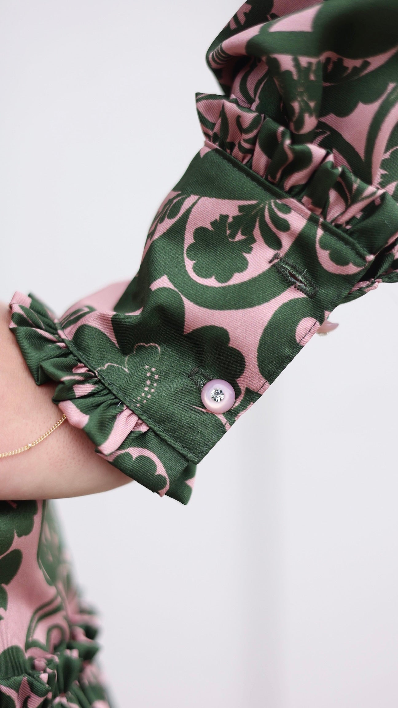 Uncle Frank Bow Neck Dress - Green/Pink