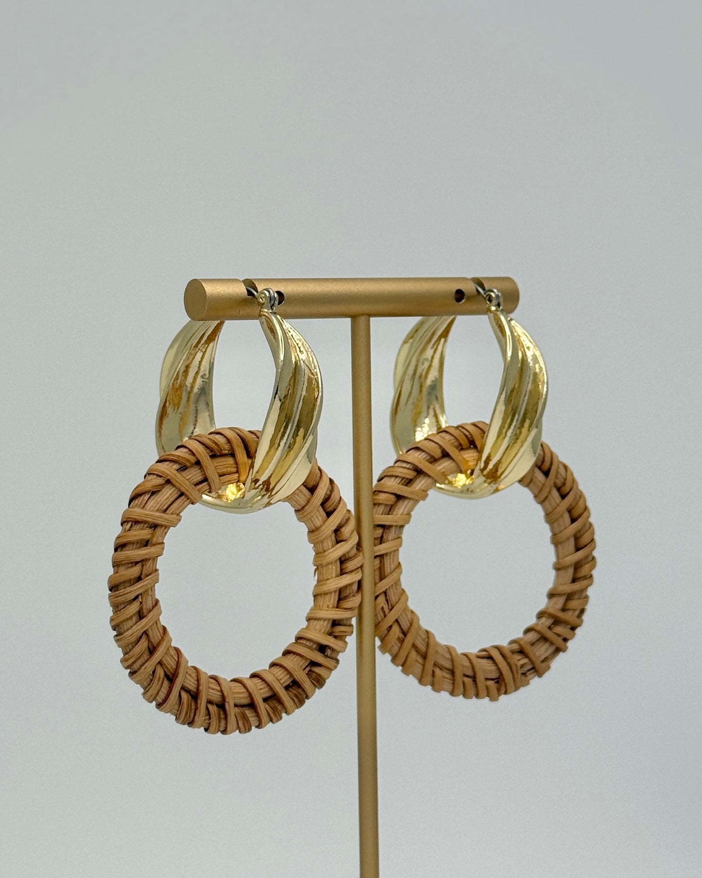 Rattan Linked Hoop Earrings