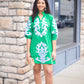 Clarissa Dress - Kelly Green & Light Blue