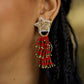 Red Tree Tassel Earrings