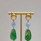 Stone/Drop Earrings - Green/Blue