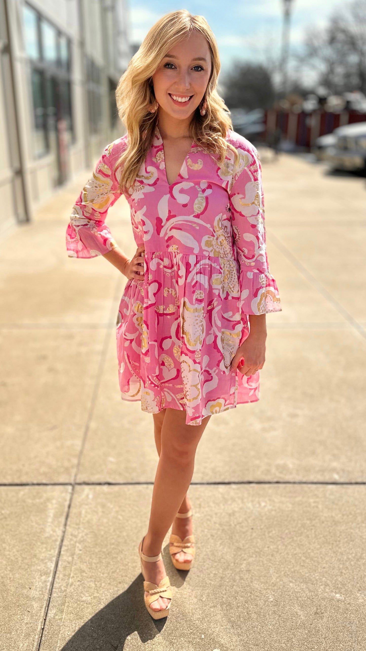 Jude Connally Grand Floral Faith Dress - Pink Gold